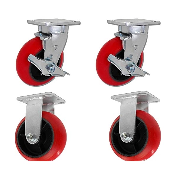 Caster Barn, 6"x2" Tool Box Caster KIT, RED Polyurethane, PK4